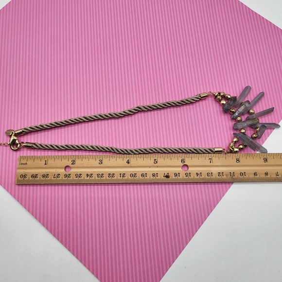 Chico's Enya Short Geo Bib Necklace Gold Tone Gems - Picture 5 of 9